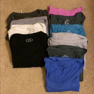 10 workout shirts Nike dry fit & under Armour